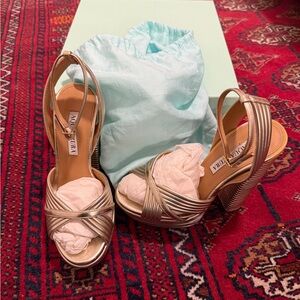 Aquazzura Sundance 140 metallic leather platform sandals